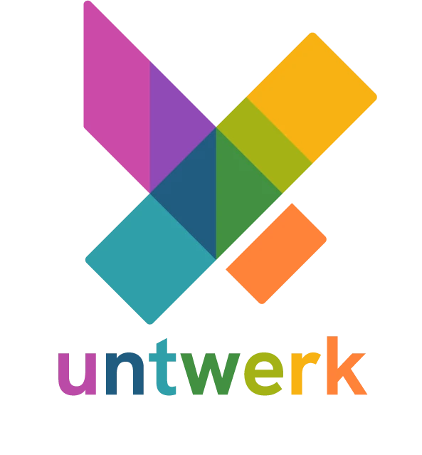 Logo Buntwerke showing a multi-colored geometric design